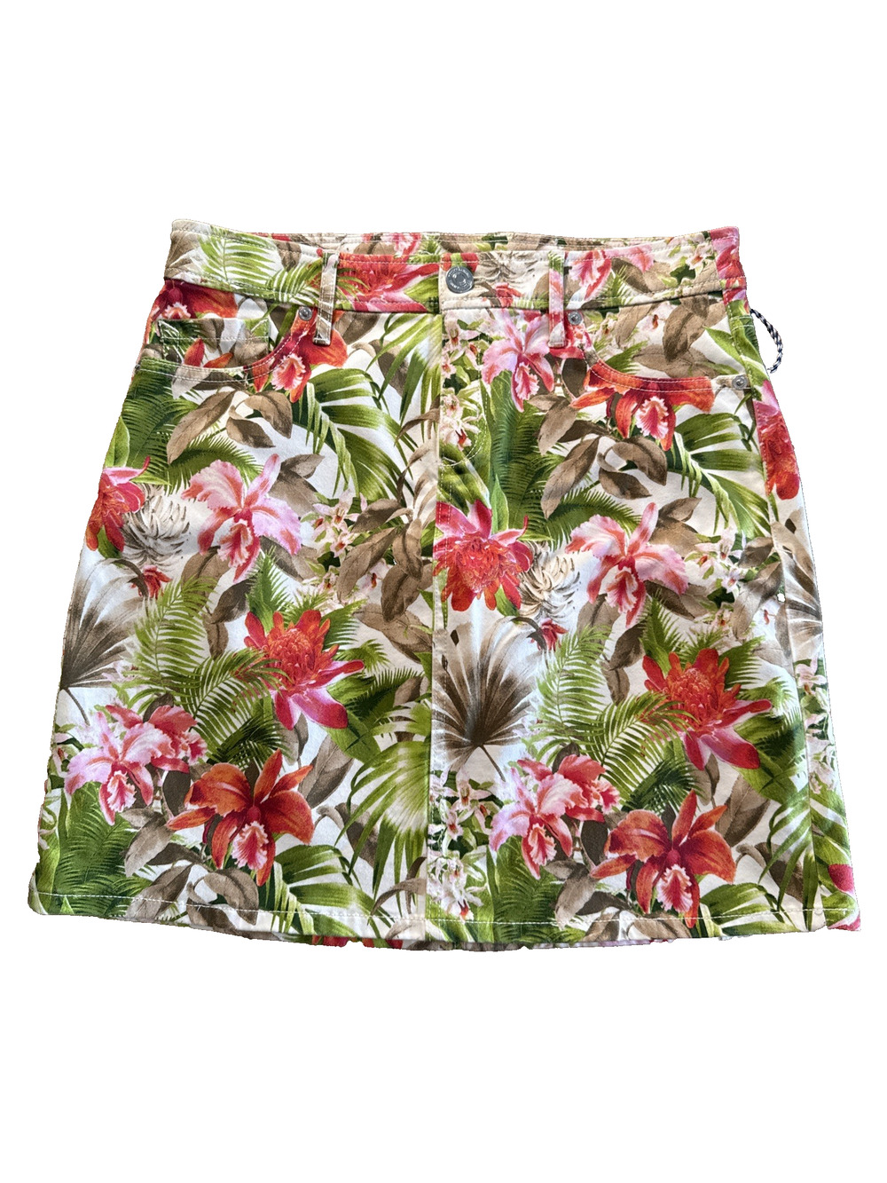 Tommy Bahama Royal Botanic Skirt 6 White Floral Tropical Stretch Boracay NWT